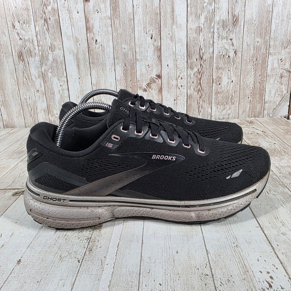 Brooks Ghost 15 Womens Black Metallic Pink Running Shoes 1203801B014 Size 10